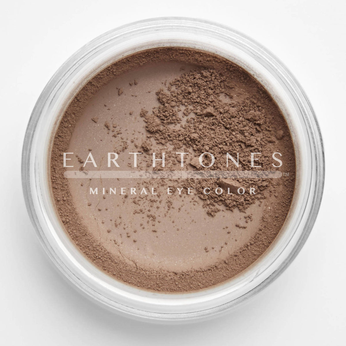 Mineral eye shadow pot in rich chocolate brown with smooth matte finish and round compact design