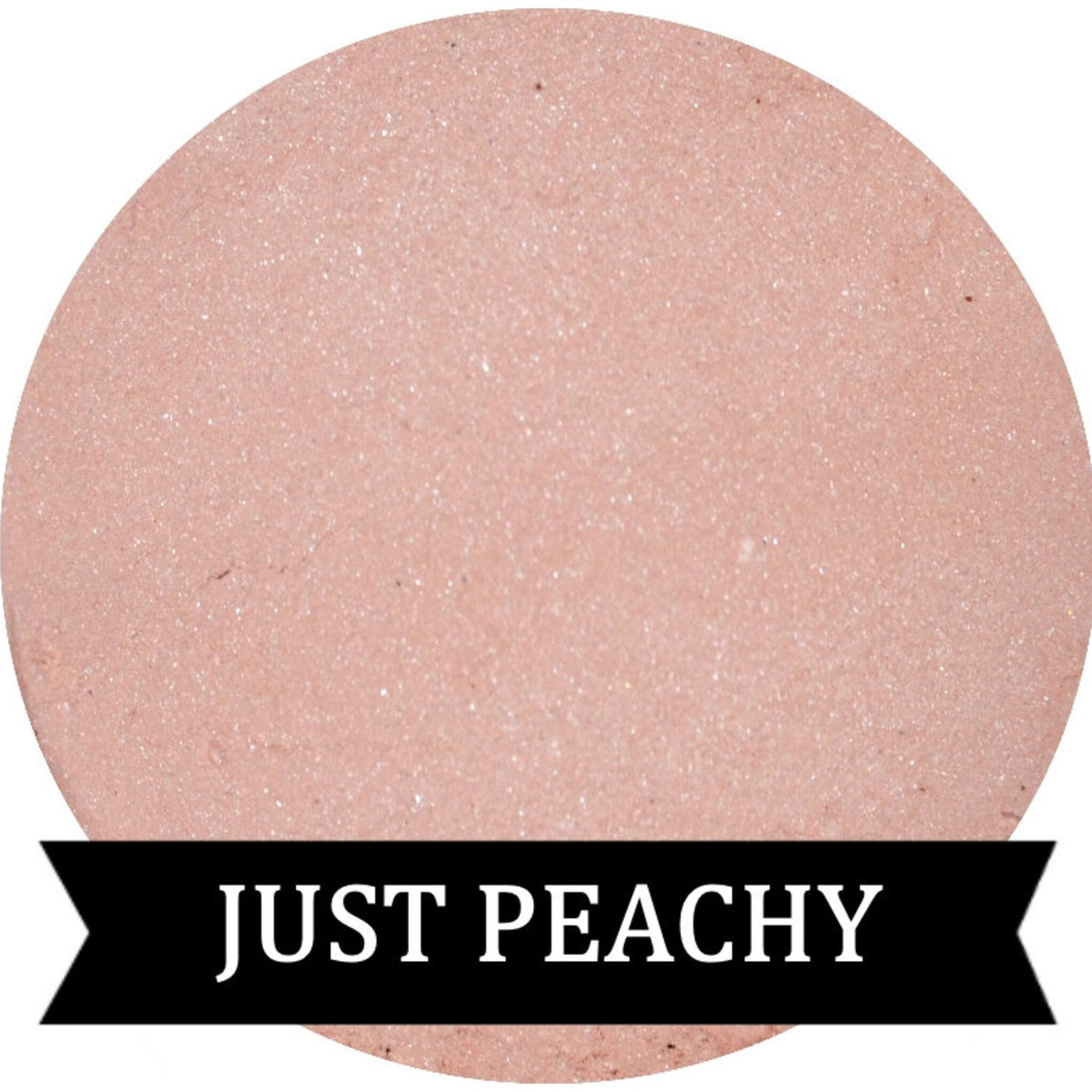 Just Peachy peach eyeshadow pan with warm coral tones and satin finish in sleek black compact