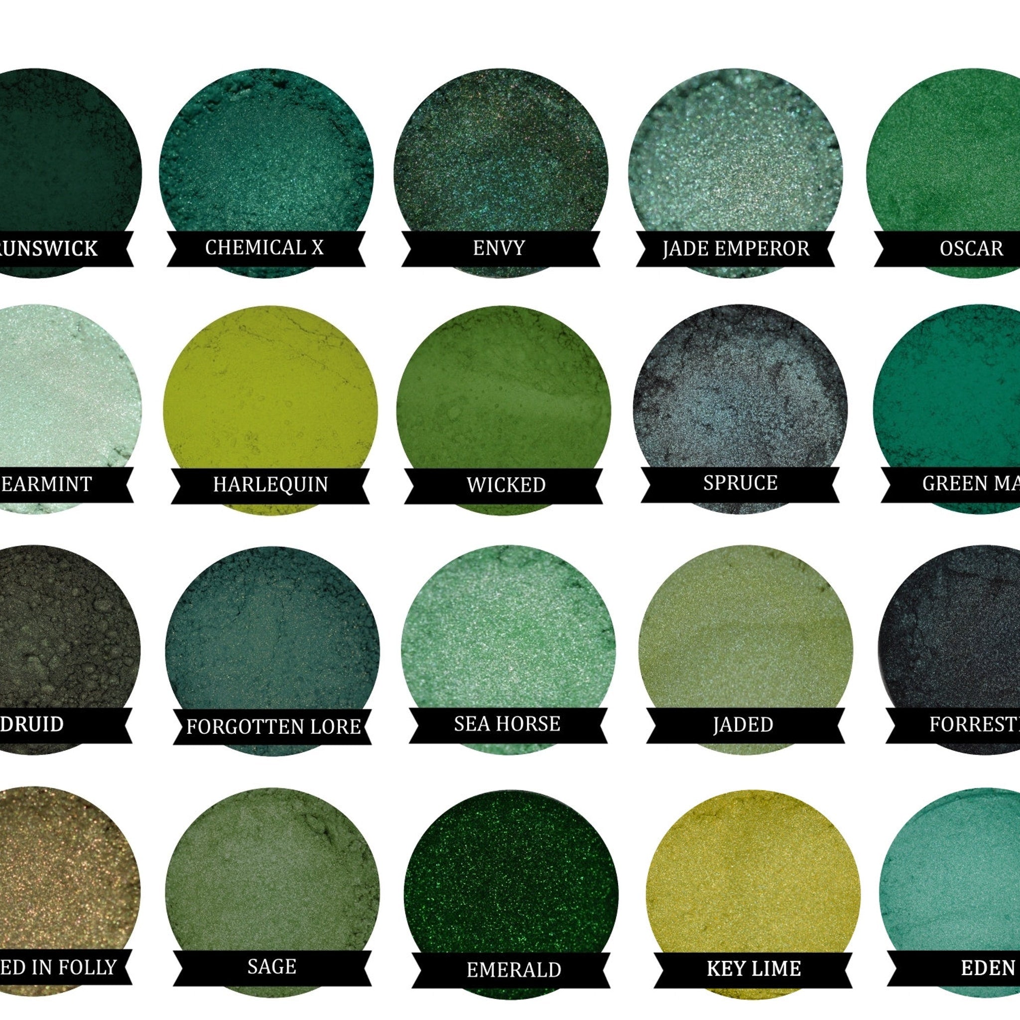 Close-up swatch of mint green eyeshadow with soft shimmer finish on fingertip