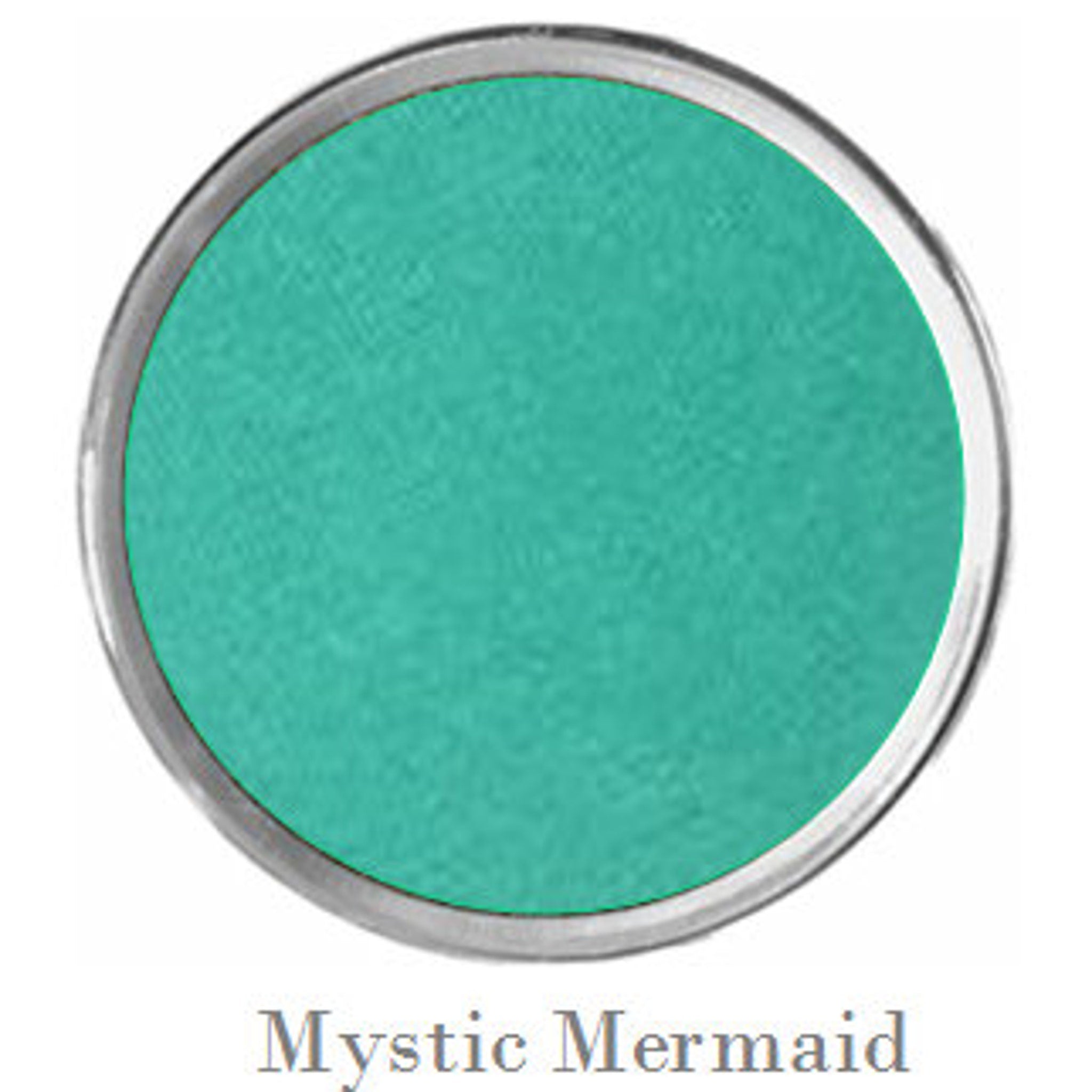 Close-up of sparkly black and teal eyeshadows with shimmer particles in vegan mermaid palette