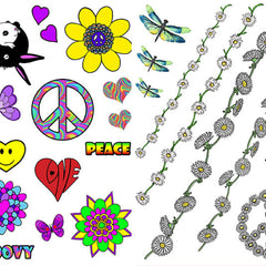 Main product view of 60s Flower Power Daisy Chain Temporary Tattoos for Festive Skin Art 
