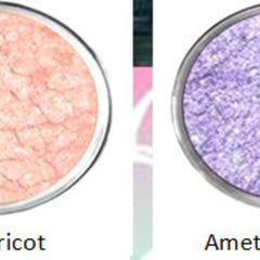 Side view of sparkly mermaid eyeshadow palette showing iridescent teal and purple shades in compact case