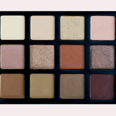 Eyeshadow palette with taupe and brown shades in square pans, Sienna Blaire brand