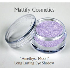 Close-up of pastel purple lavender eye shadow with soft shimmer finish in compact pan