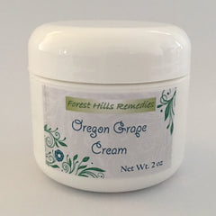 White tube of Oregon grape cream with mahonia aquifolium extract and minimalist green labeling