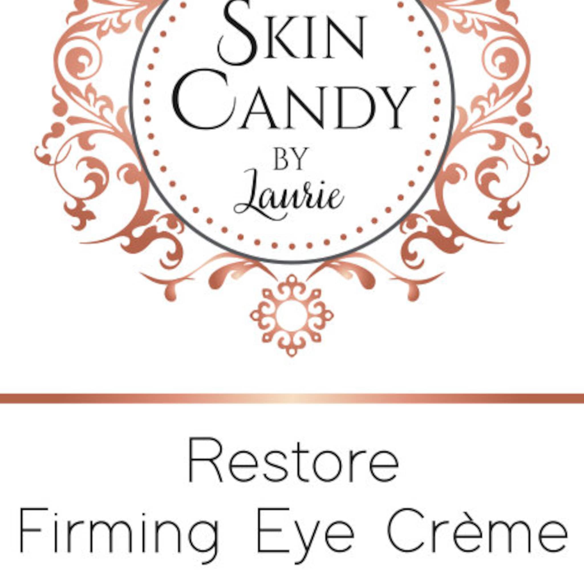 Skin Candy logo with copper floral design and black text on white background