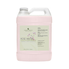 Rose water hydrosol bottle, pink plastic container with white handle, Organic Pure Oil brand