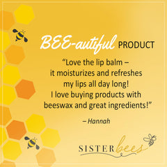 Yellow and orange honeycomb background with bees and Sister Bees text