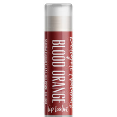 Lip balm tube with red and white text, Delight Naturals brand, and clear cap