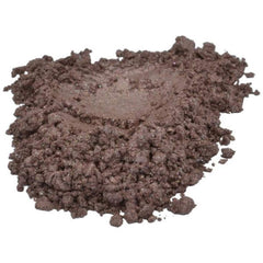 Athena Brown Sienna loose pigment powder in open jar with soft shimmer, showcasing rich earthy tones