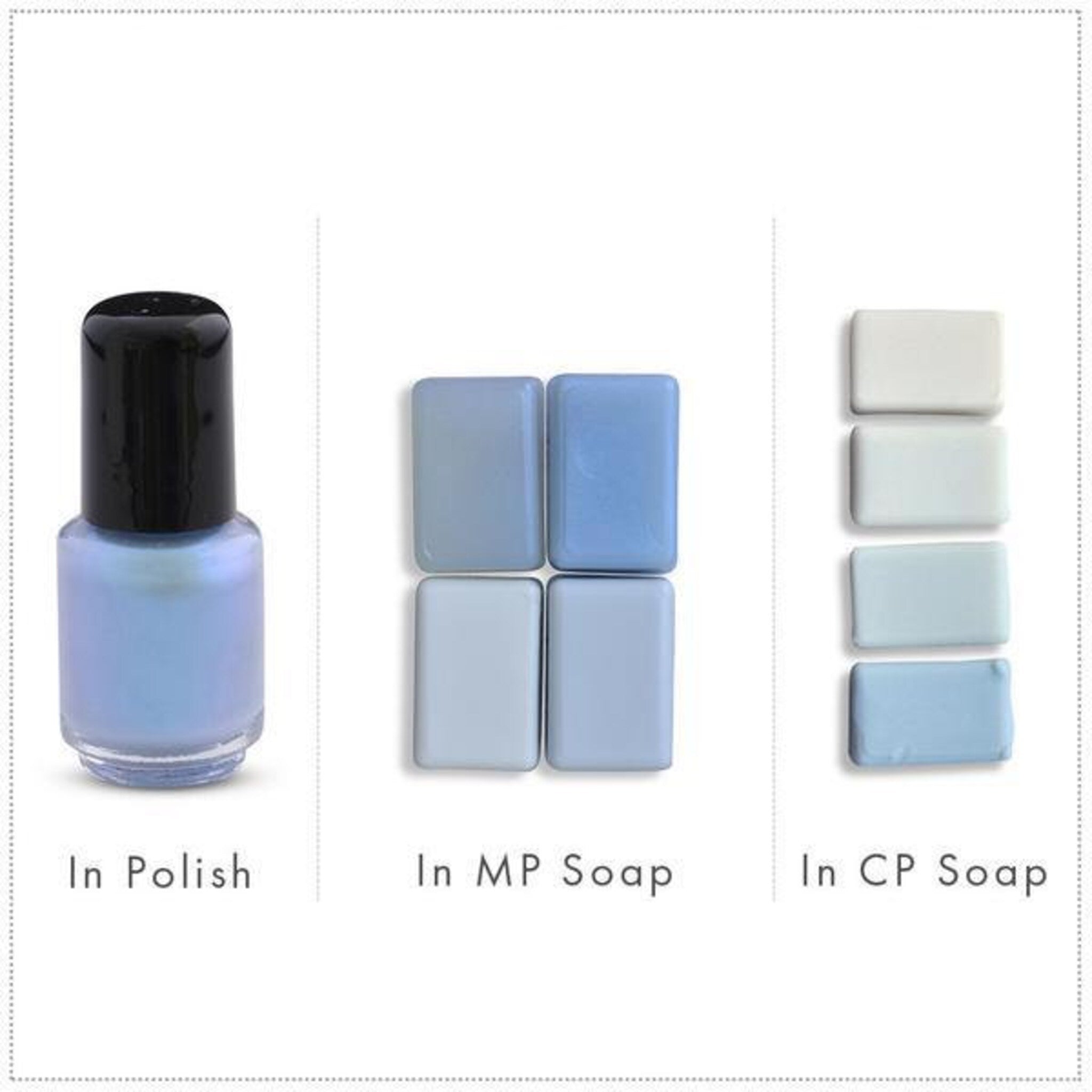 Close-up of vibrant sky blue mica pigment powder with shimmering metallic finish in a cosmetic jar