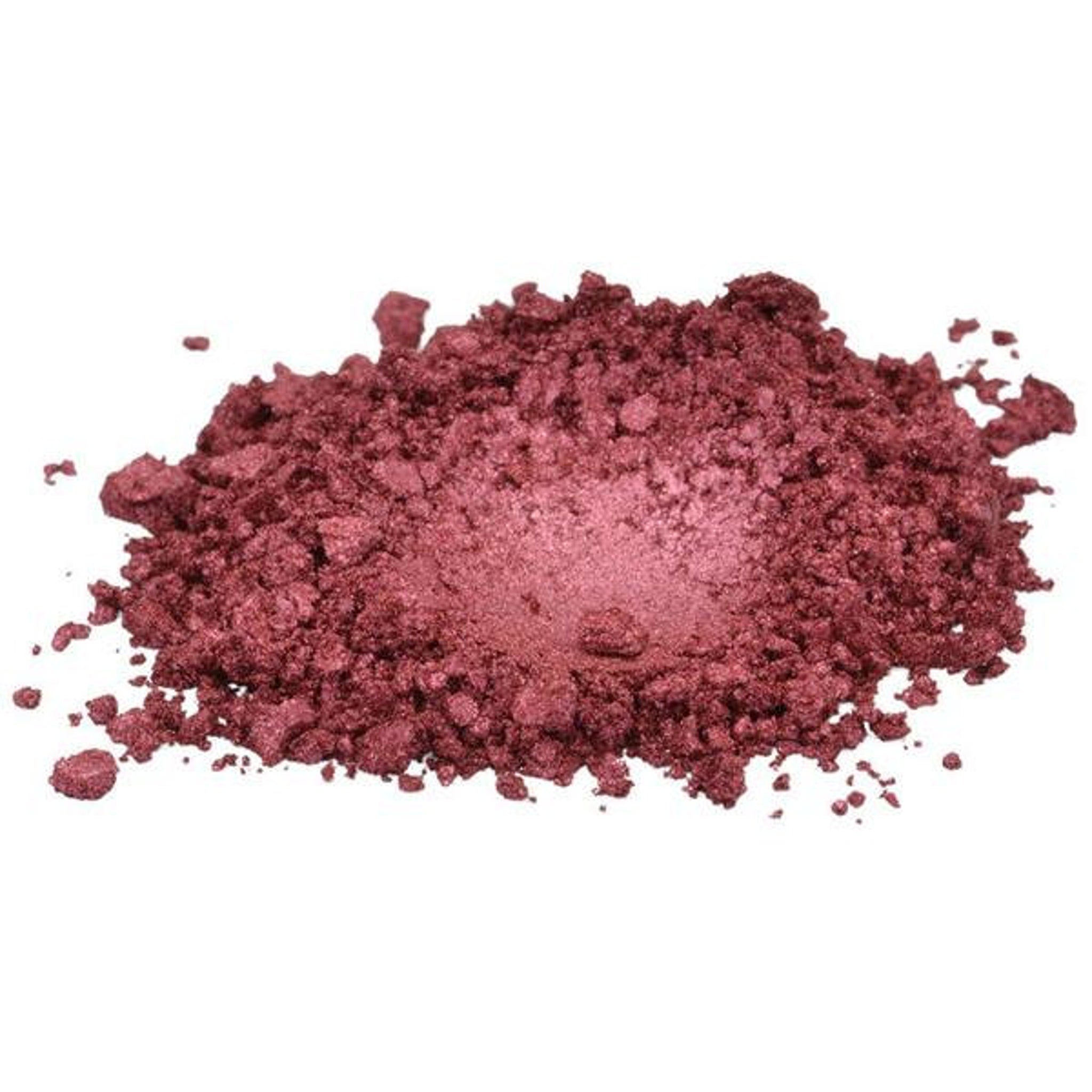 Eyeshadow powder in burgundy color with a metallic shimmer texture, loose form