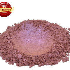 Close-up of Scorpio The Eighth loose eye shadow powder in warm brown-beige with mica shimmer, 4 oz jar