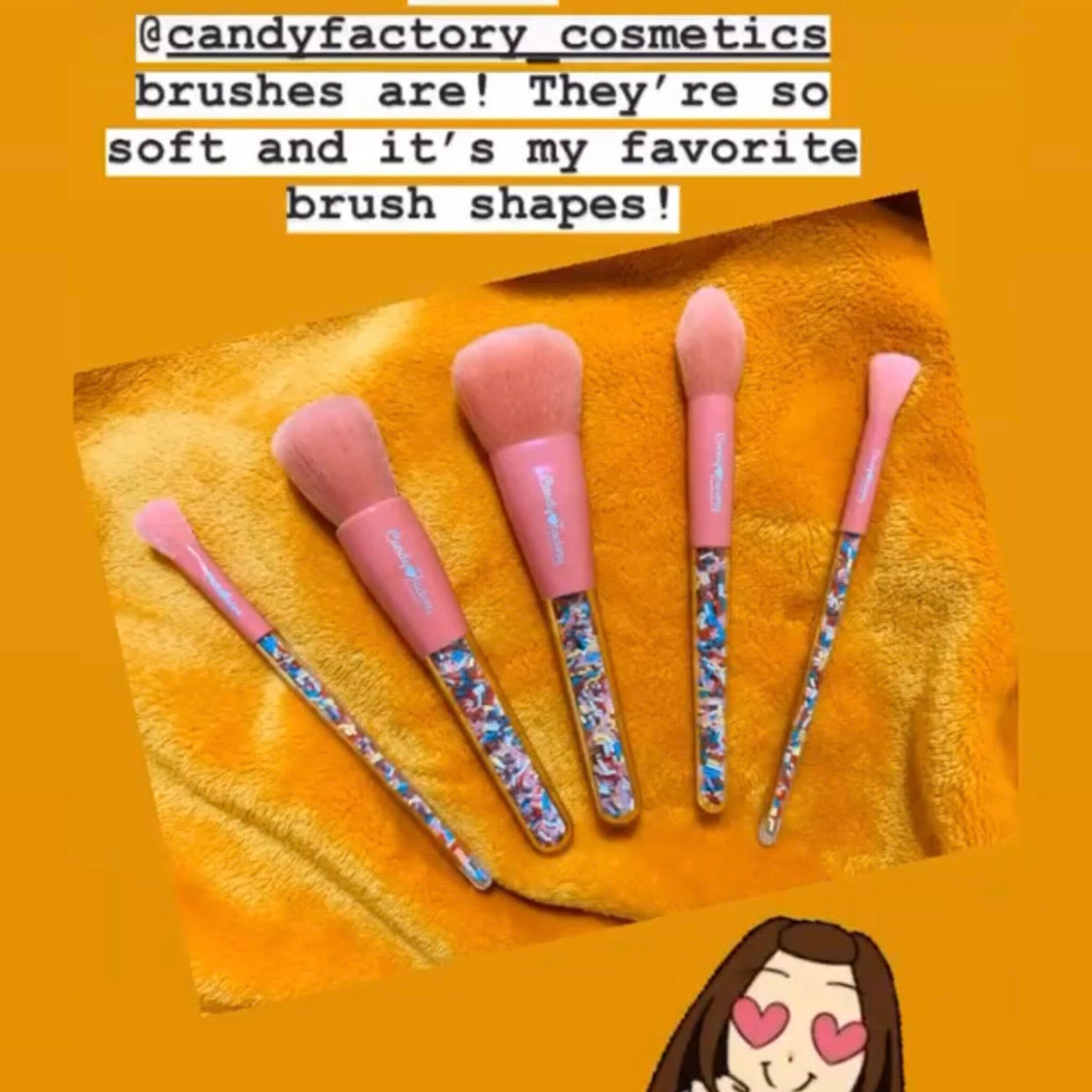 Hand holding a sprinkle eyeshadow brush applying shimmer powder to eyelid