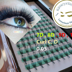 Premade volume eyelash extensions with black fans and C, D curl, Kimeyelashes brand
