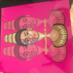 Pink makeup palette with illustrated faces, gold and black accents, "Juvia's" text visible