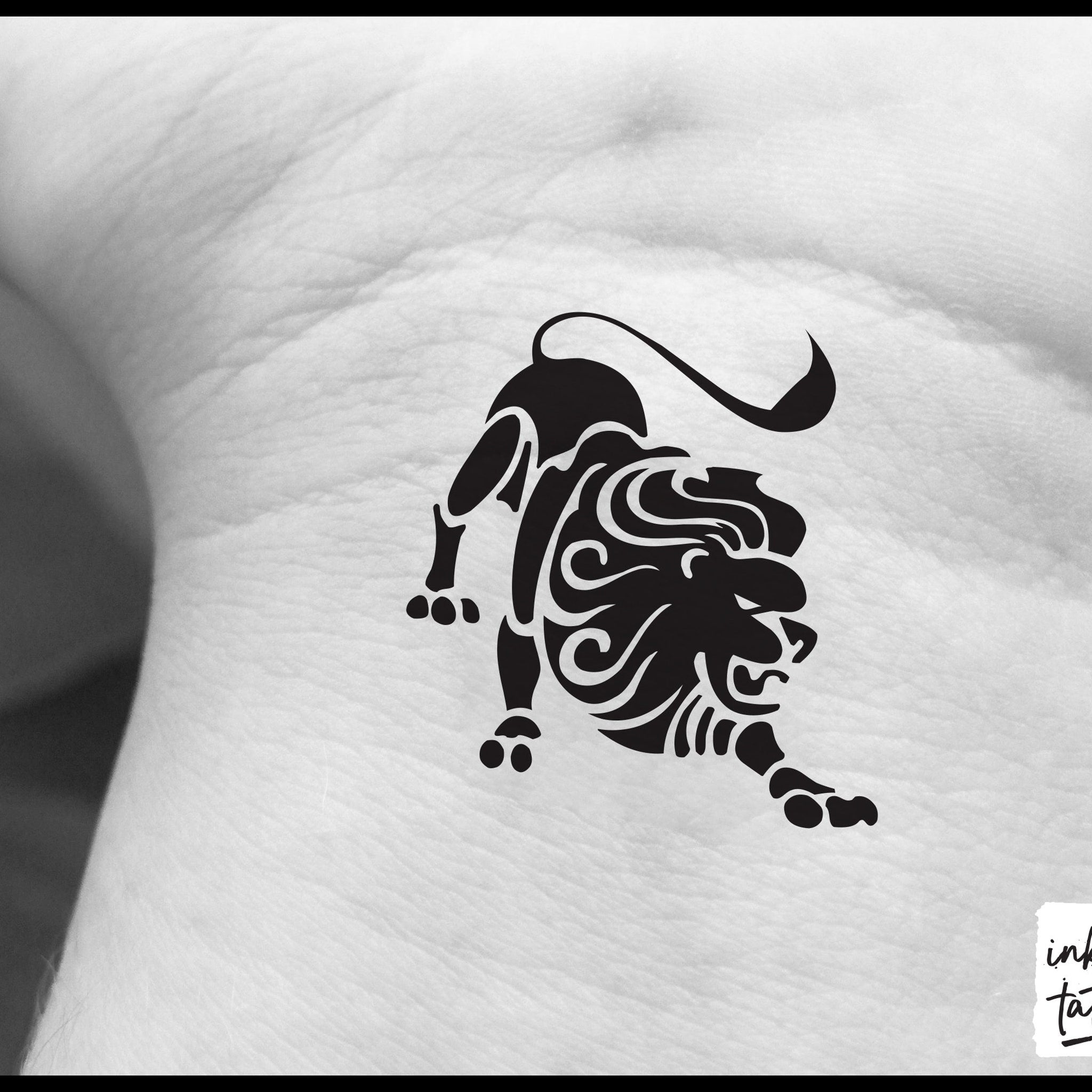 Alternative angle of Leo Zodiac Temporary Tattoo  Skin-Safe Pre-Cut