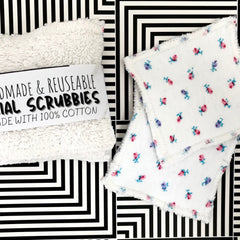 Facial scrubbies white cotton with floral pattern and fringe detail Tiffona Fontee