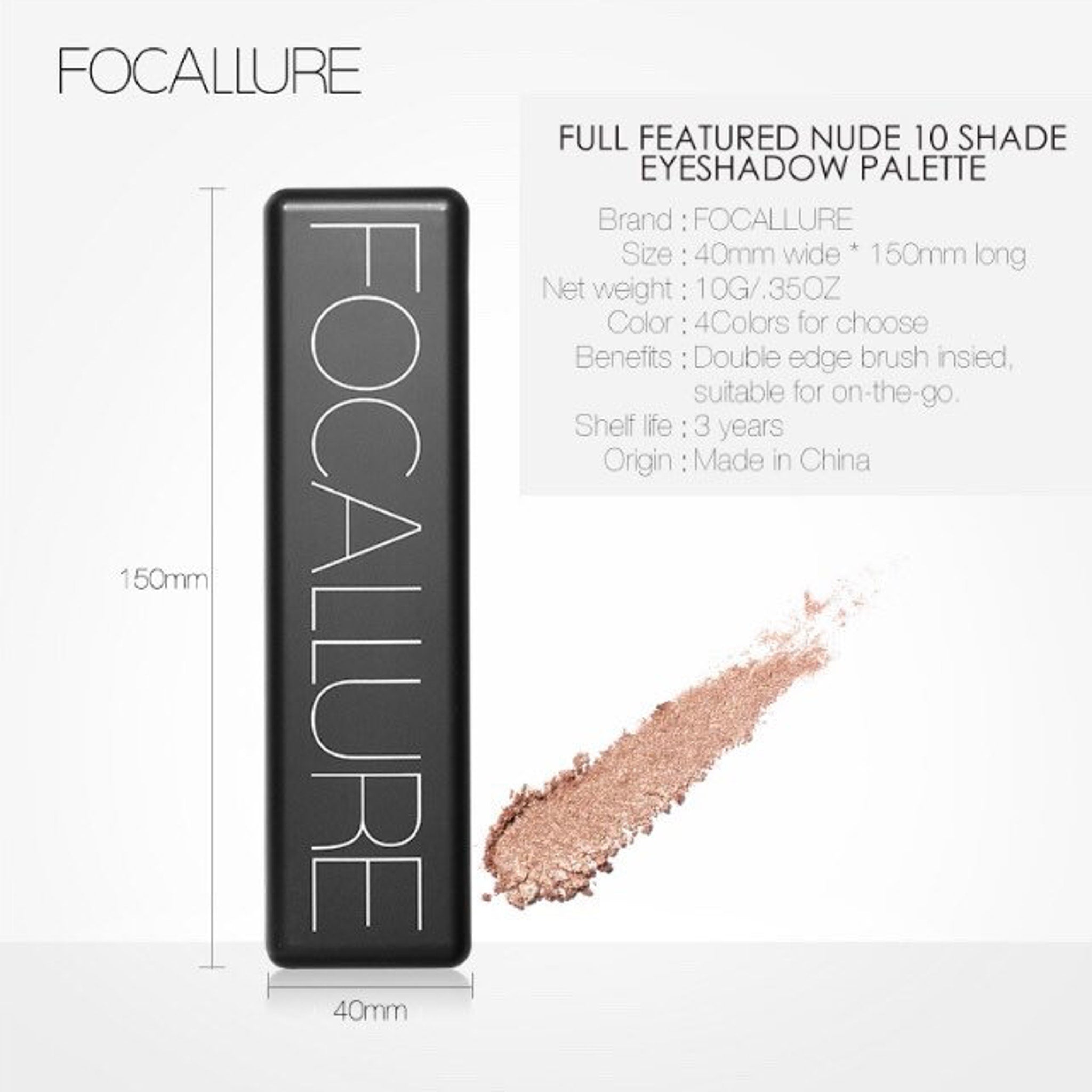 Side view of vegan eyeshadow palette showing sleek black compact with mirrored interior and gradient shades