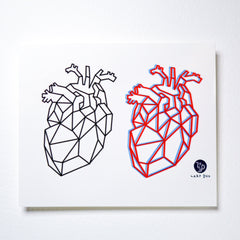 Red geometric heart temporary tattoo sticker with skin-friendly adhesive for couples and festive occasions