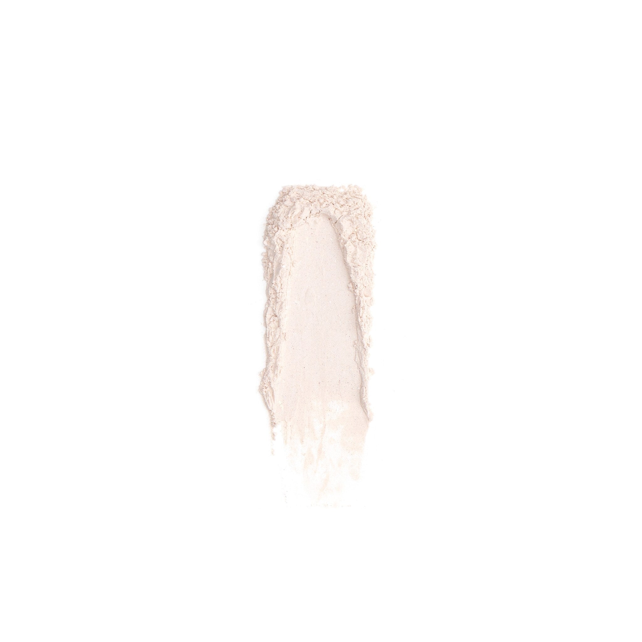 Powder swatch, light beige color, textured finish, on white background