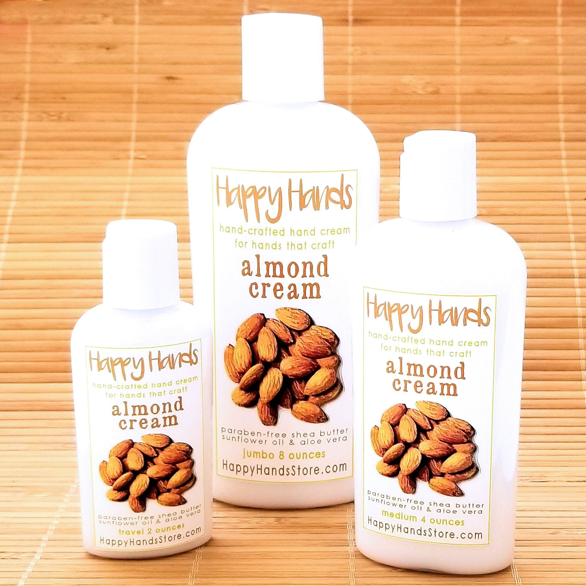 Close-up of smooth almond cream shea butter hand cream in a gender-neutral tube with minimalist design