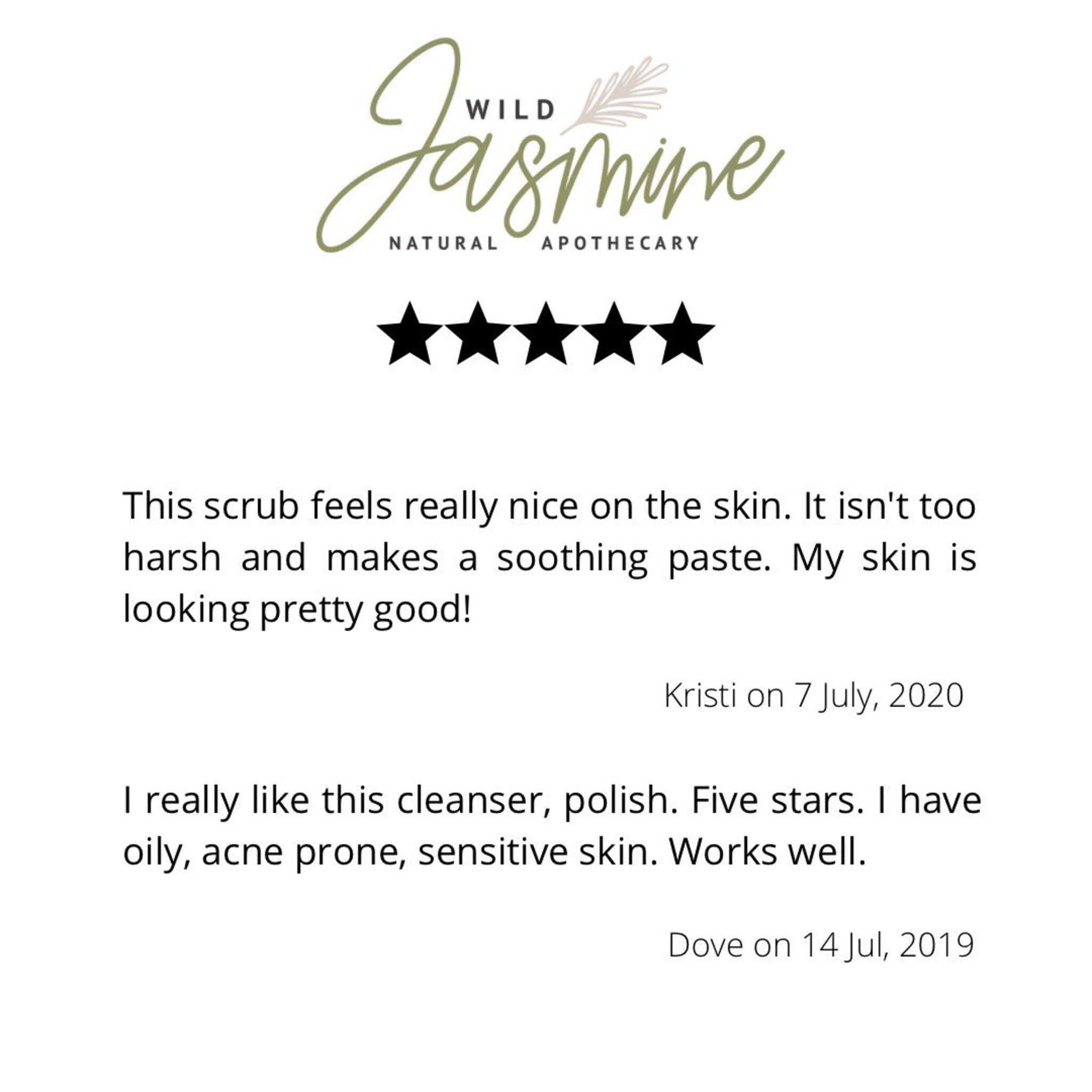 Wild Jasmine Natural Apothecary logo with black stars and text on white background