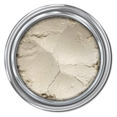Eye shadow powder in light beige with silver shimmer and a silver container