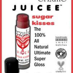Lip gloss tube with red cap, white label, and Juicee brand text visible