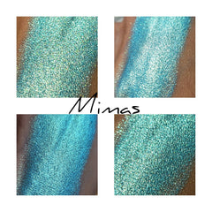 Side view of chameleon moonshifter loose pigment showing multichrome color shift in jar