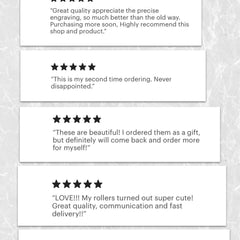 Customer reviews on white cards with black text and star ratings, for product feedback