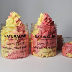 Whipped Shea Butter with pink, yellow, and clear jar Baeville Naturalism Love Affair product