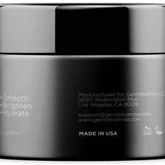 Facial cream jar, black and gray, glossy finish, Gentlehomme branding visible