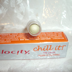 Close-up of mint green eye shadow pan showing velvety texture and vibrant cool-toned pigment
