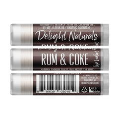 Lip balm tube with brown, white, and silver color scheme, Delight Naturals brand name visible