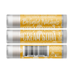 Lip balm tube with yellow label, white text, and Delight Naturals branding, for external use