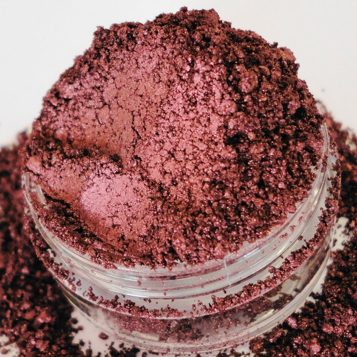 Main product view of Shimmer Red Burgundy Eyeshadow - Mineral Makeup in Sifter Jar for Smokey Eyes FR
