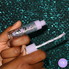 Side view of Sea Nymph Eye Shadow Bundle 2 showing stacked pastel blue and seafoam green pans with embossed shell designs