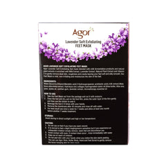 Feet mask product packaging with purple floral design and Agor brand text