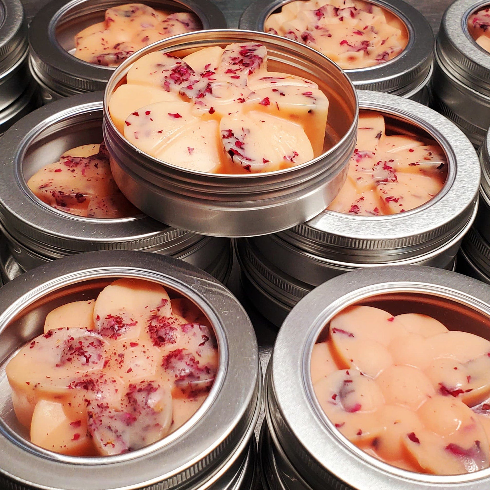 Close-up of golden shea butter lotion bar with smooth texture and natural ridges, showcasing rich emollient quality
