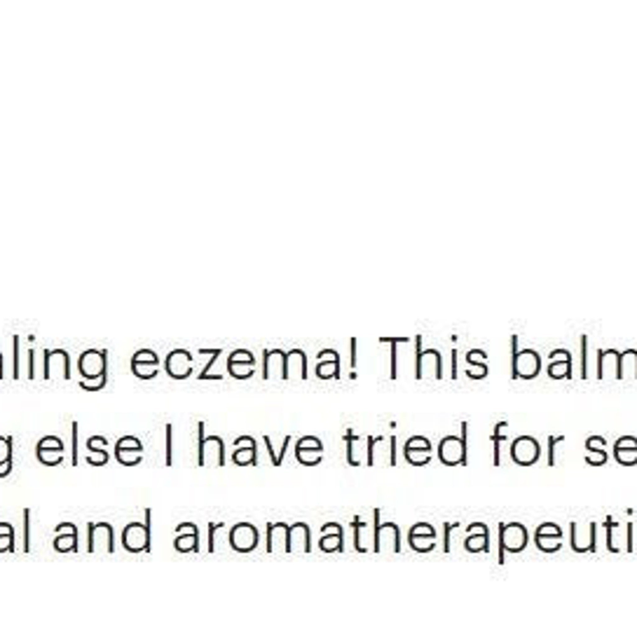 Eczema balm text, white background, black text, for skin treatment