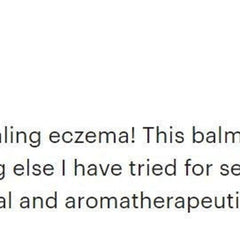 Eczema balm text, white background, black text, for skin treatment