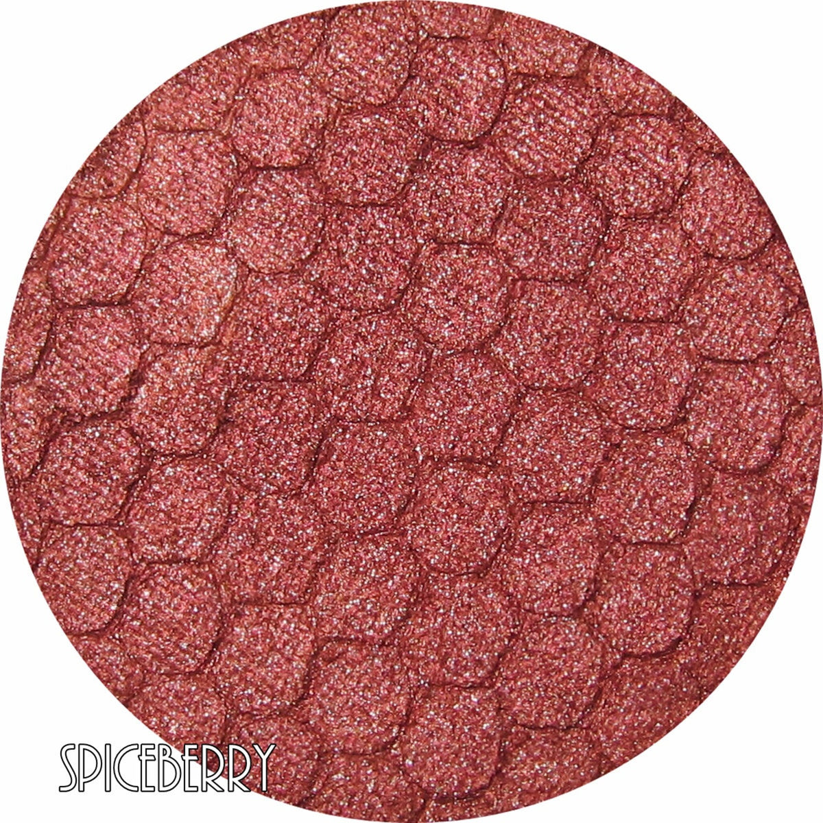 Pressed eyeshadow compact with rich coppery red spiceberry shade and smooth mineral finish