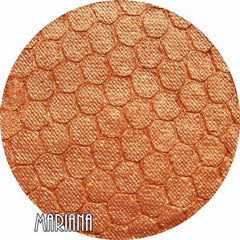 Mariana Coral Orange pressed mineral eyeshadow in compact with smooth matte finish and warm sunset hue