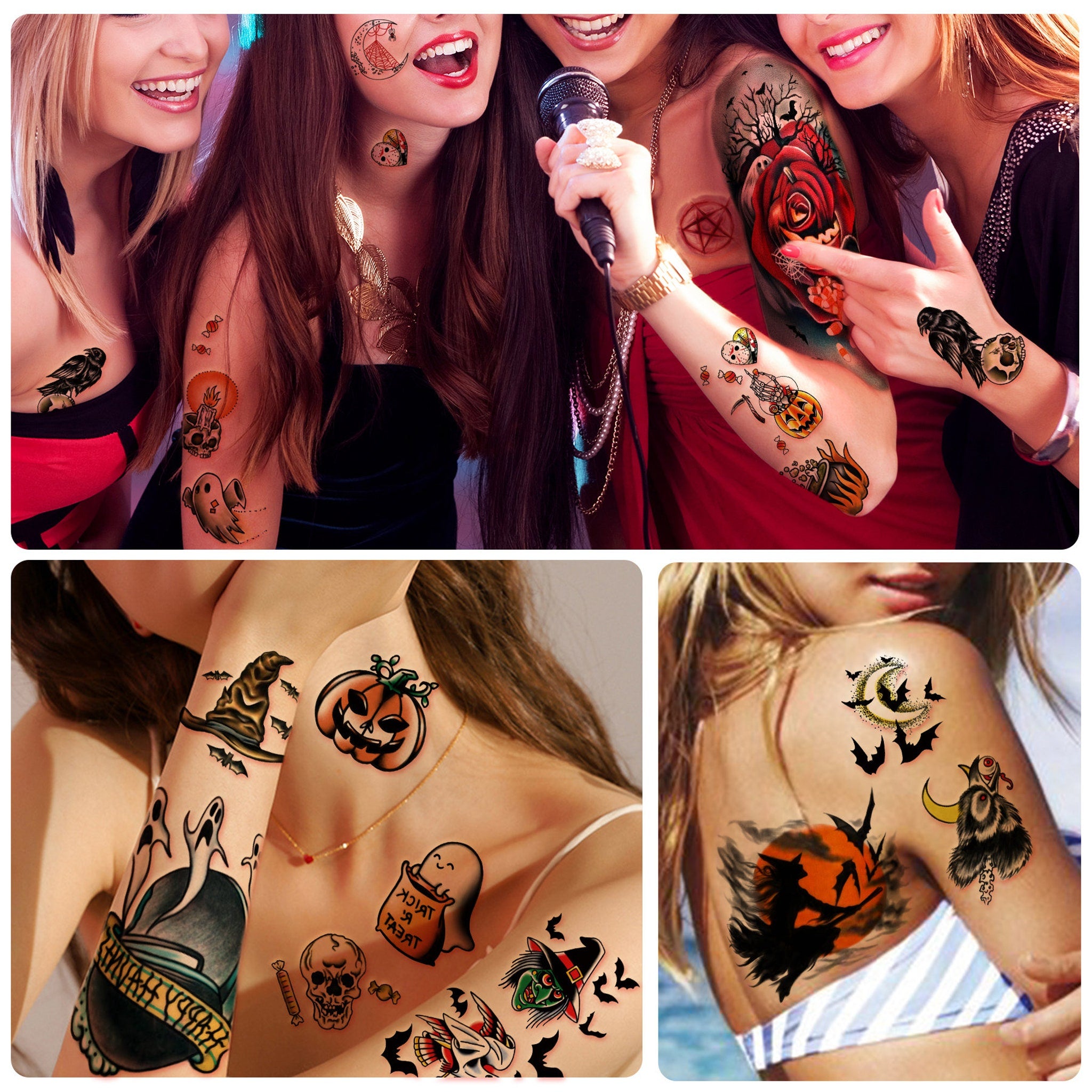 Additional view of Yazhiji Halloween Temporary Tattoos - 40 Skin-Friendly Sheets for All Ages