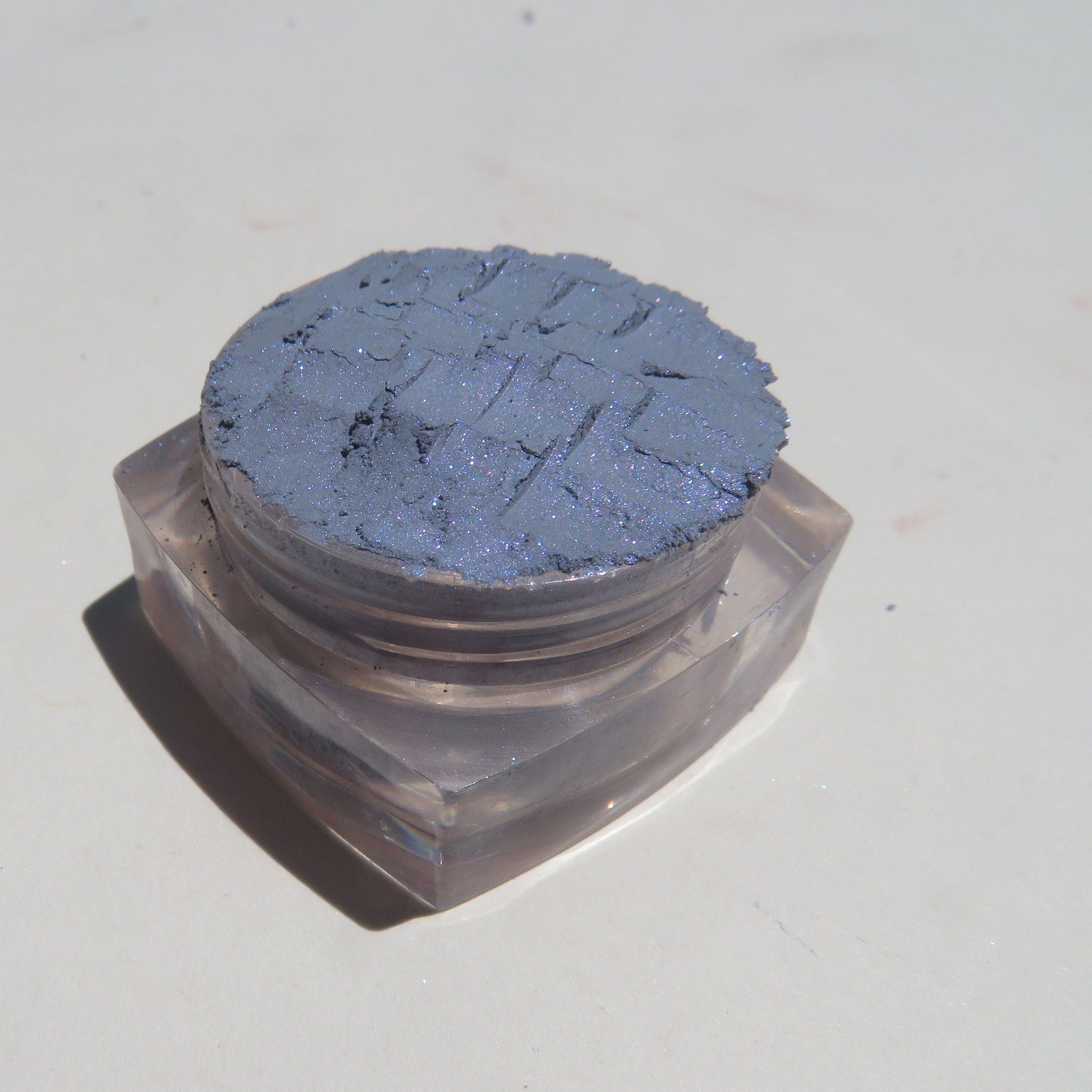 Alternative angle of Enigma Blue Shimmer Mineral Eyeshadow - Vegan Cruelty-Free Loose Pigment