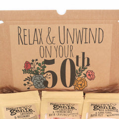Gift box with brown cardboard, floral design, and Nature's Genie branding