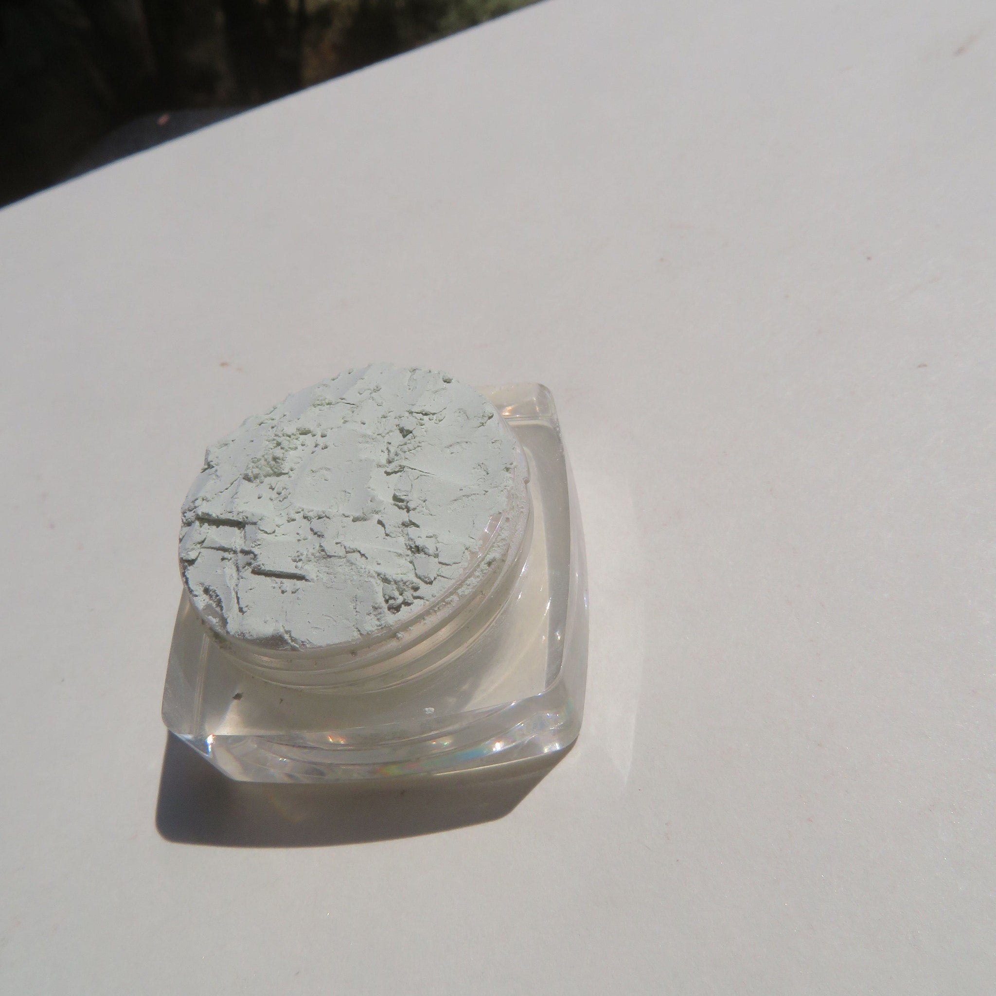 Alternative angle of Matte Pale Green Loose Mineral Eyeshadow - Vegan Cruelty-Free  Eco-Friendly