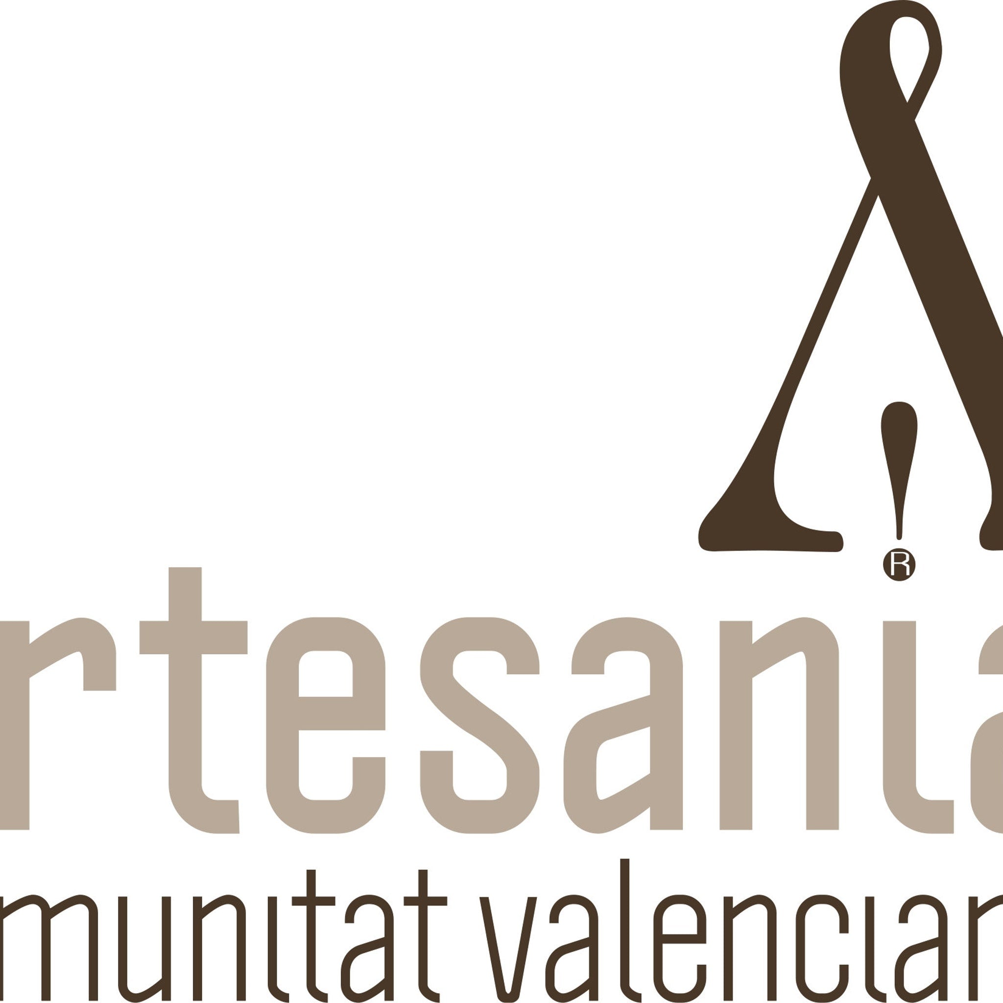 Logo with brown and beige text and graphic on white background, Artesania text visible