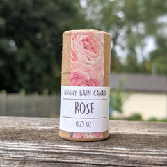 Rose product, Botany Barn Canada, brown cardboard tube with floral pattern and white label